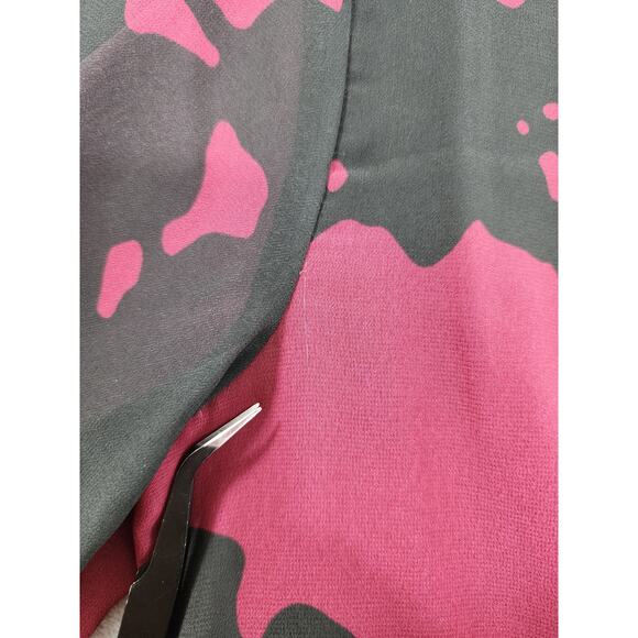 Eshakti Floral Print Georgette Peplum Blouse Size M-8 Black Pink Back Zip Office - Picture 5 of 13